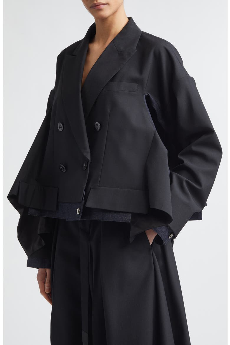 Double Breasted Suiting & Denim Jacket, Alternate, color, BLACK/ INDIGO