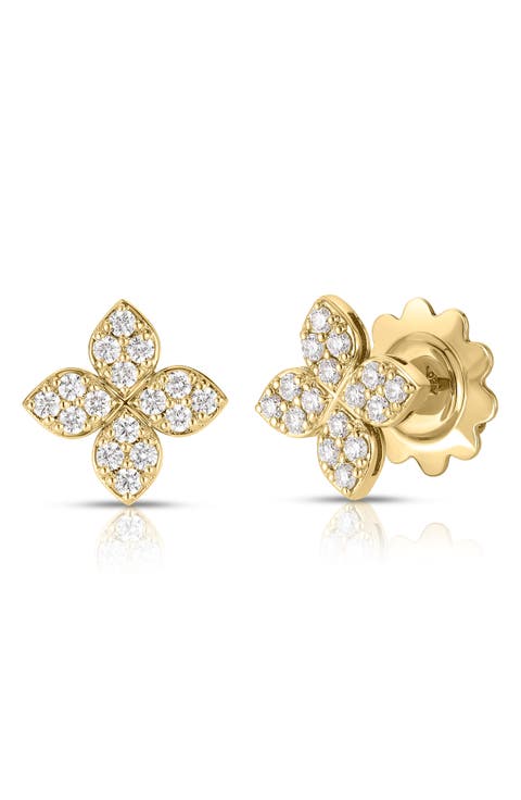 Love In Verona Pavé Diamond Flower Stud Earrings