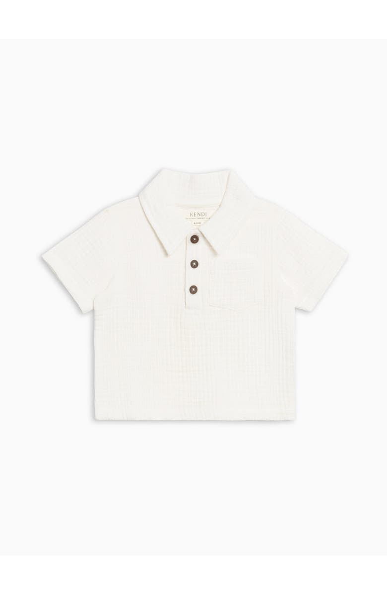 Colroed Organics Organic Ezra Muslin Henley, Alternate, color, Coconut