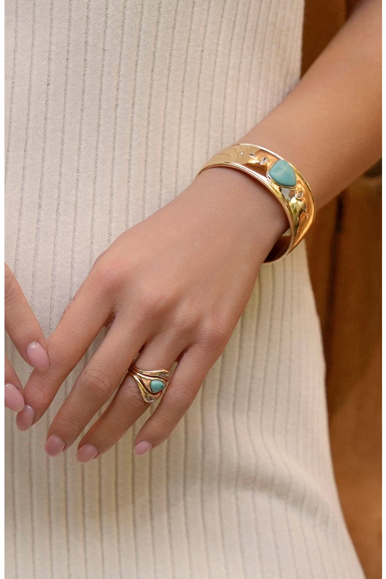 Set of 3 Reconstituted Turquoise Solstice Stacking Rings, Alternate, color, TURQUOISE