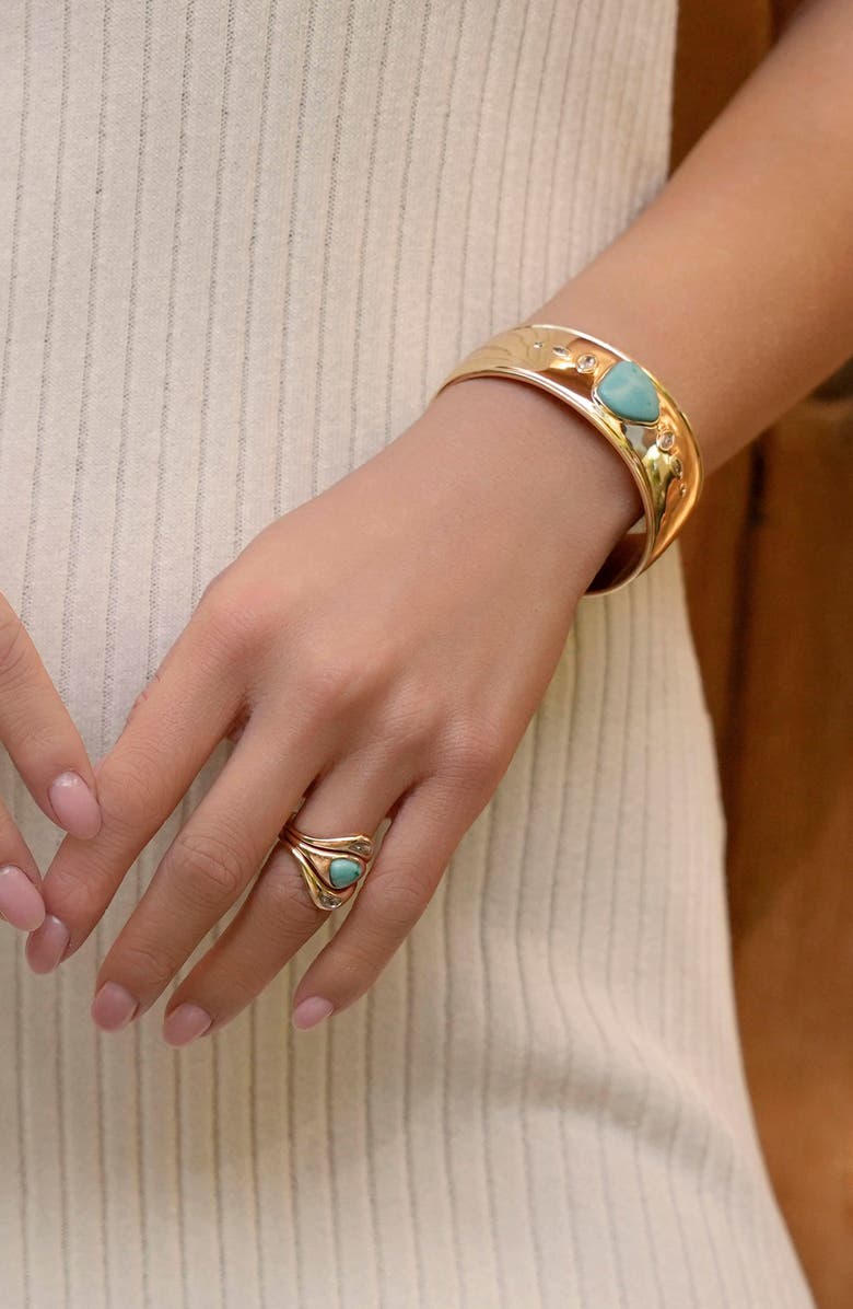 Ettika Set of 3 Reconstituted Turquoise Solstice Stacking Rings, Alternate, color, Turquoise