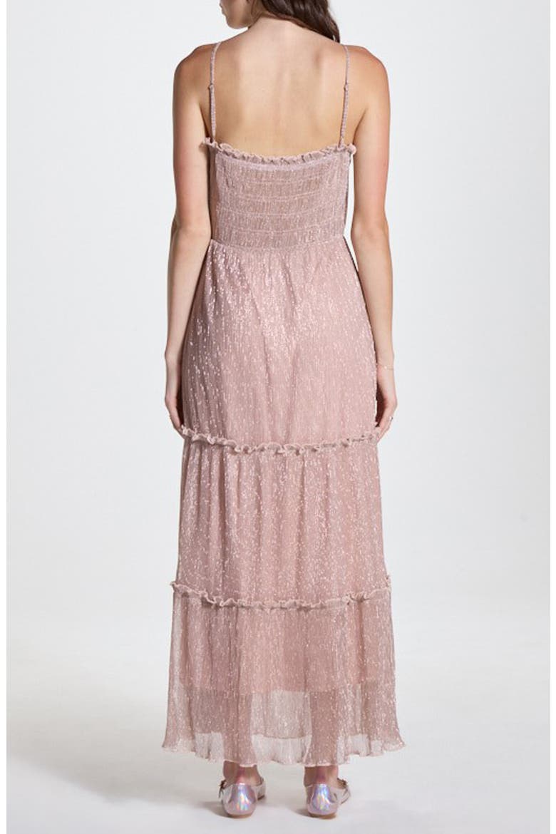 Metallic Tiered Maxi Dress, Alternate, color, MAUVE