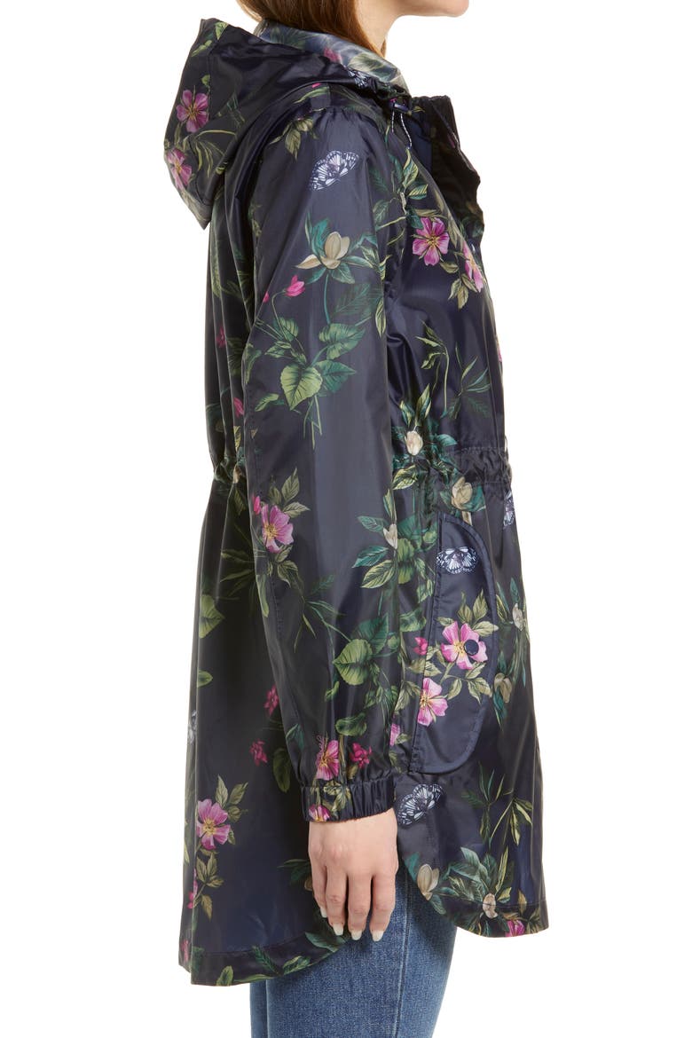 Golightly Waterproof Packable Raincoat, Alternate, color, SPRING WOOD BOTANICAL NAVY