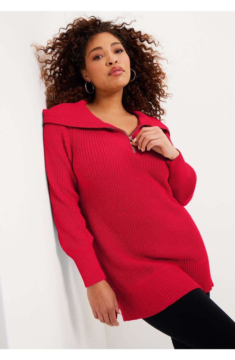 June + Vie Half-Zip Sweater, Alternate, color, Black