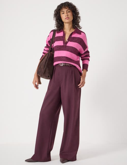 Hush Drew Wool Blend Relaxed Rugby Sweater In Pink