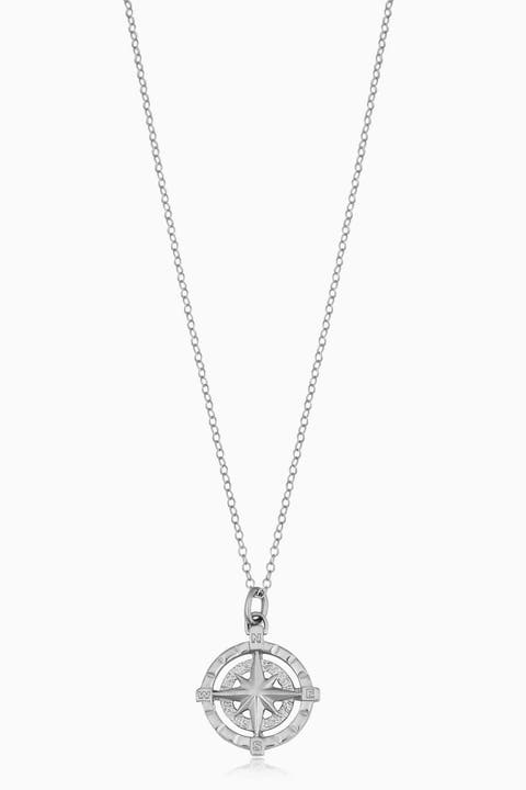 14K Gold Compass Rose Pendant Necklace