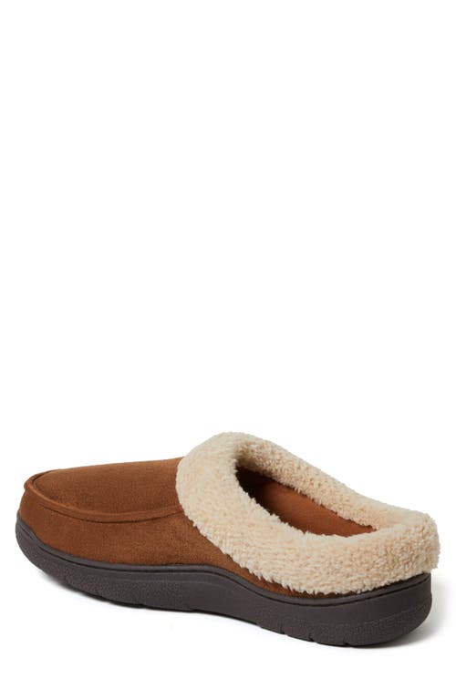 Dearfoams Microsuede Faux Shearling Slipper In Brown
