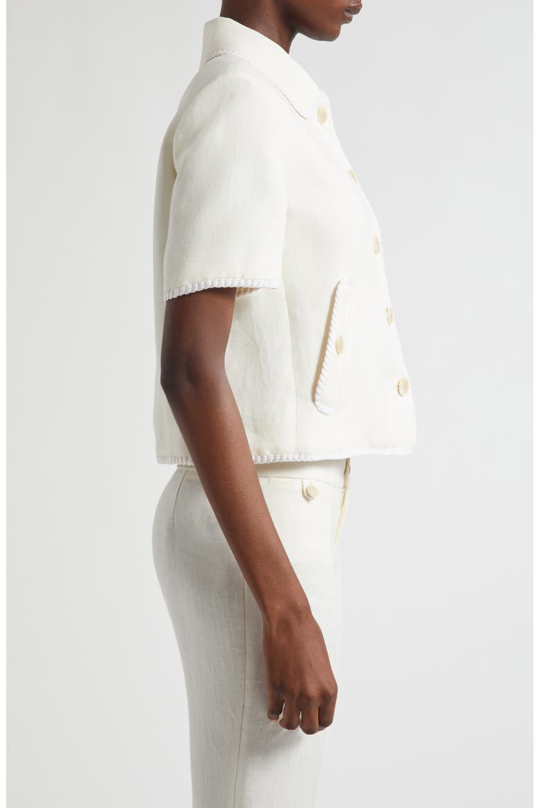 Short Sleeve Crop Linen Jacket, Alternate, color, BIANCO NATURALE