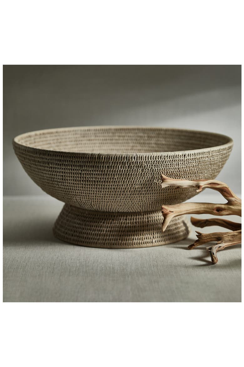 Surbiton Rattan Footed Bowl, Alternate, color, OFF WHITE