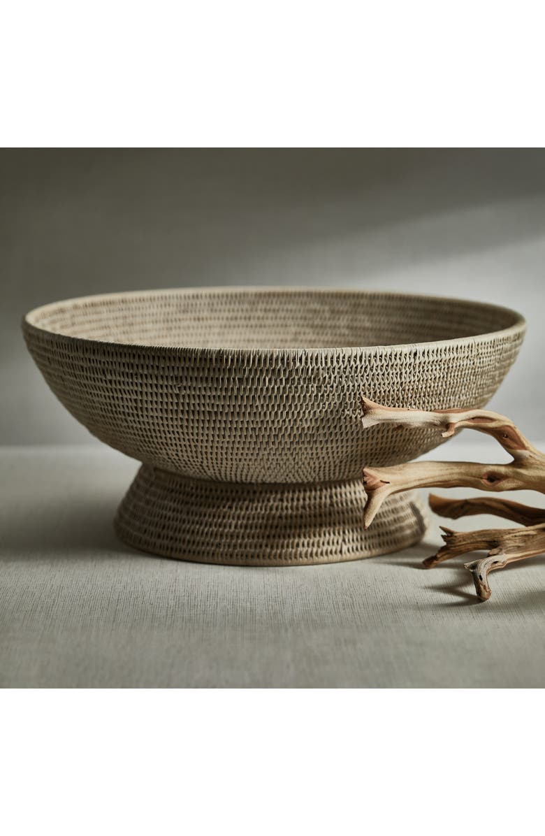 Zodax Surbiton Rattan Footed Bowl, Alternate, color, Off White