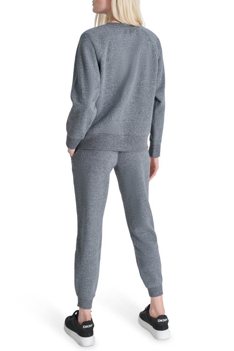Rhinestone Logo Stripe Fleece Sweatshirt, Alternate, color, BLACK HEATHER