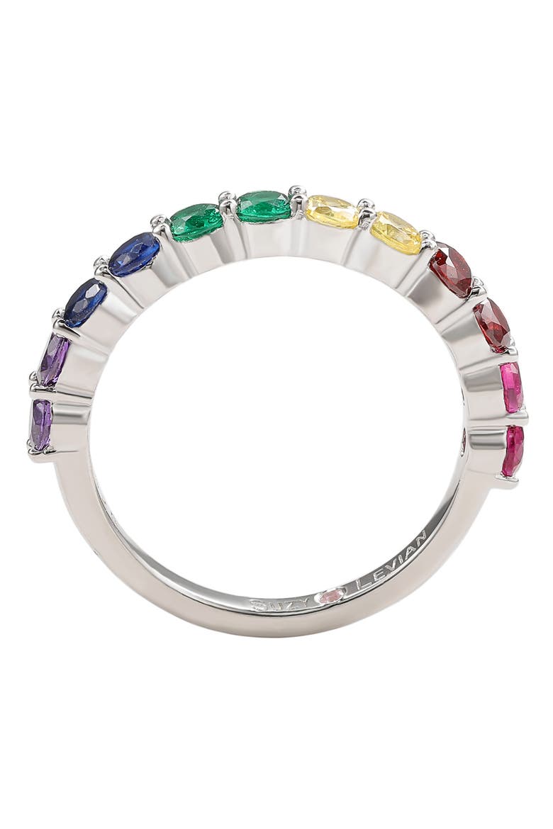 Sterling Silver Rainbow Cubic Zirconia Half Band Ring, Alternate, color, RAINBOW