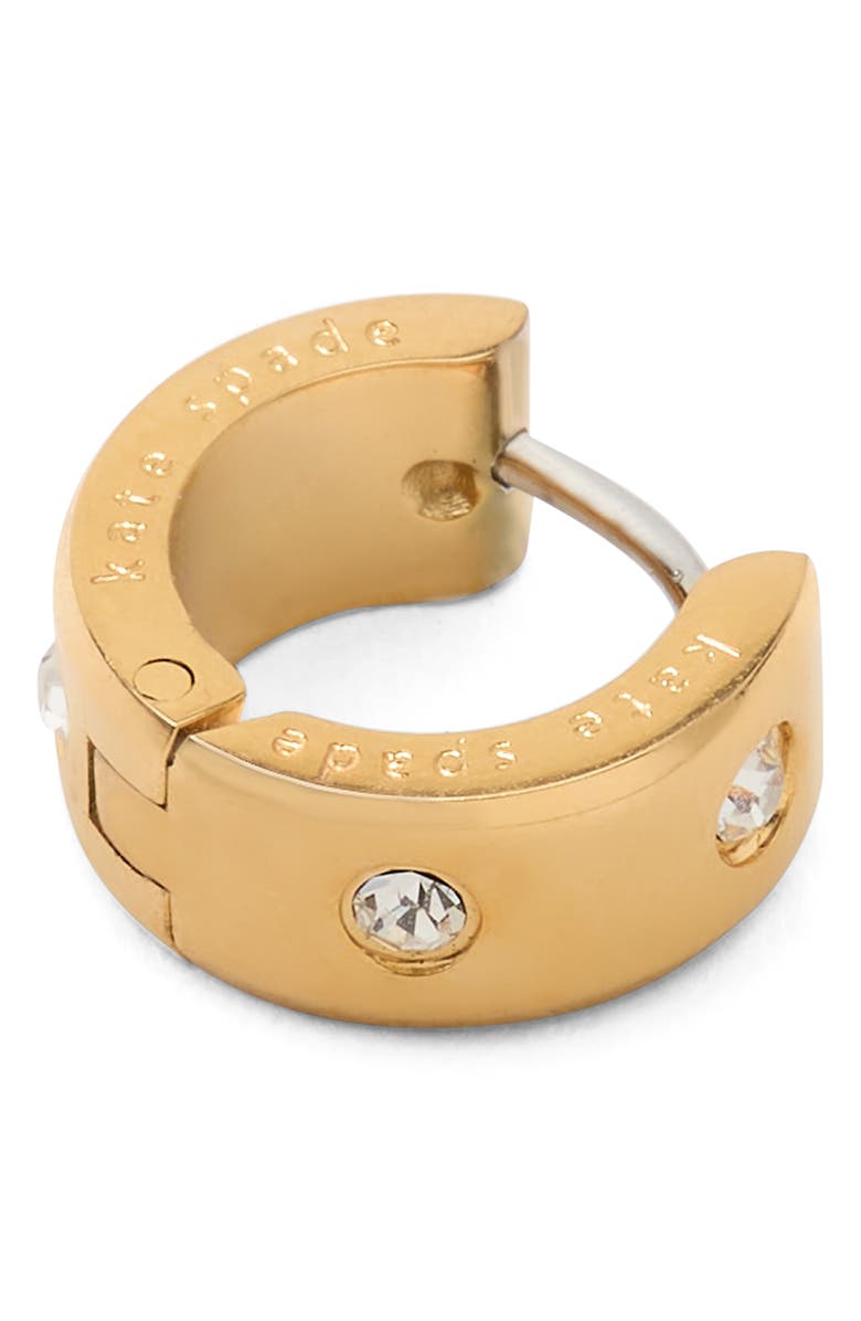 Kate Spade New York crystal chunky huggie hoop earrings, Alternate, color, Gold Clear