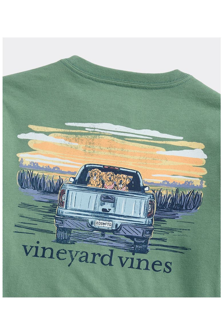 Kids' Pickup Truck Graphic Long Sleeve Pocket T-Shirt, Alternate, color, FLATS GREEN