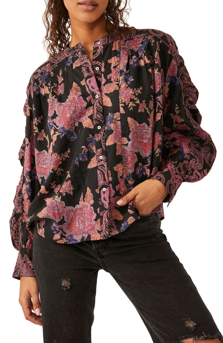 Free People Maraya Floral Print Cotton Button-Up Blouse, Main, color,