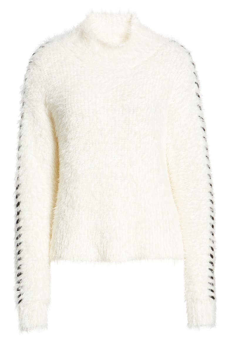 Eyelash Fringe Mock Neck Sweater, Alternate, color, ANTIQ. WHITE