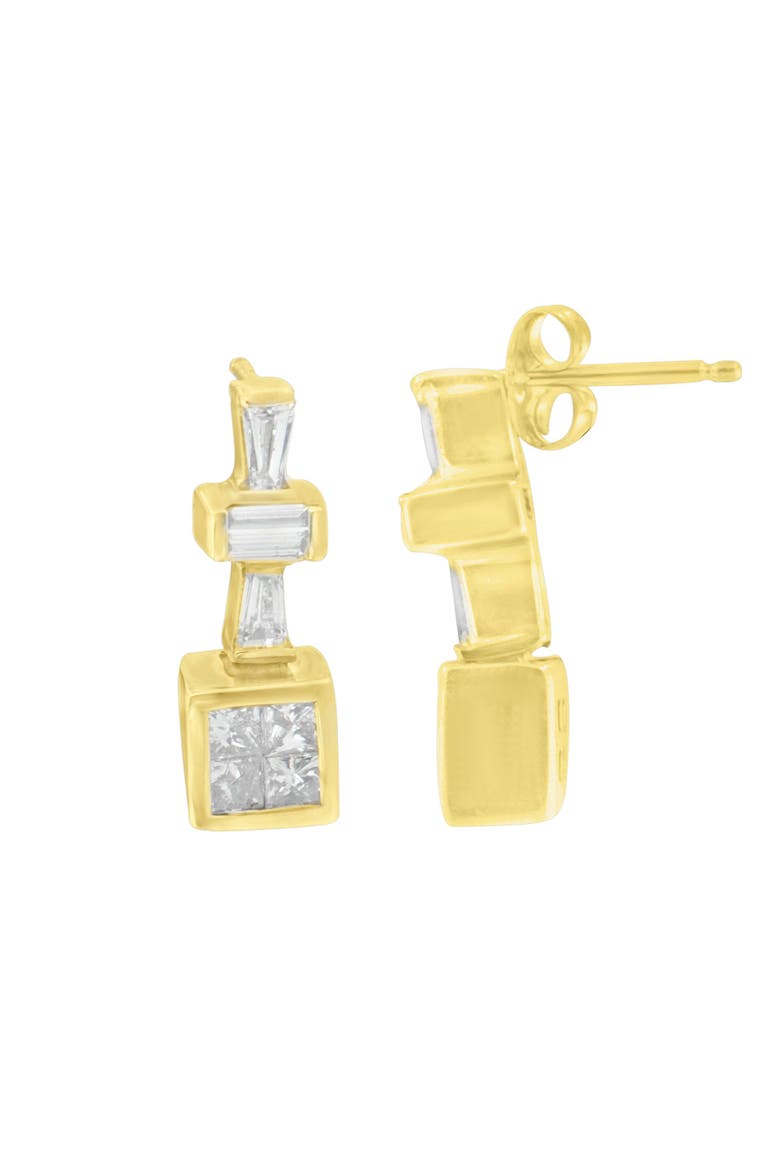 14K Yellow Gold 1 1/3 cttw Diamond Hoop Earrings, Alternate, color, Yellow