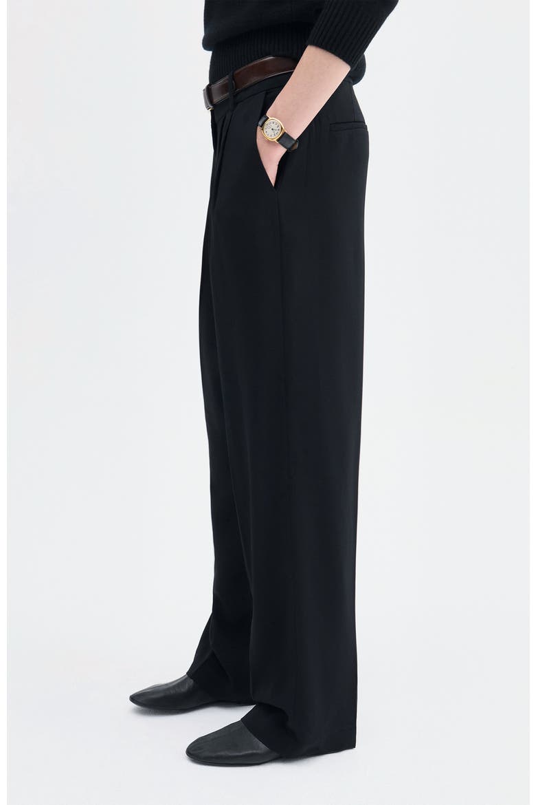 Pleat Front Trouser in Crepe, Alternate, color, Black
