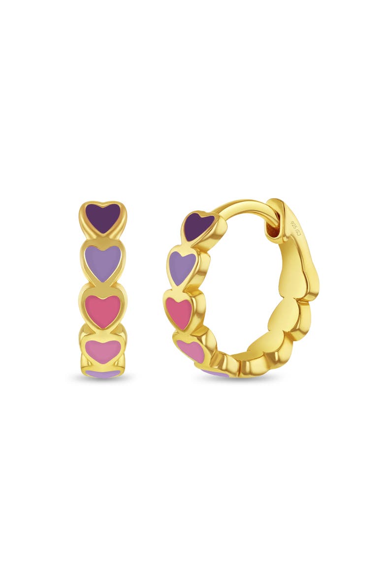 Enamel Cascading Heart Girl Earrings, Main, color, Purple