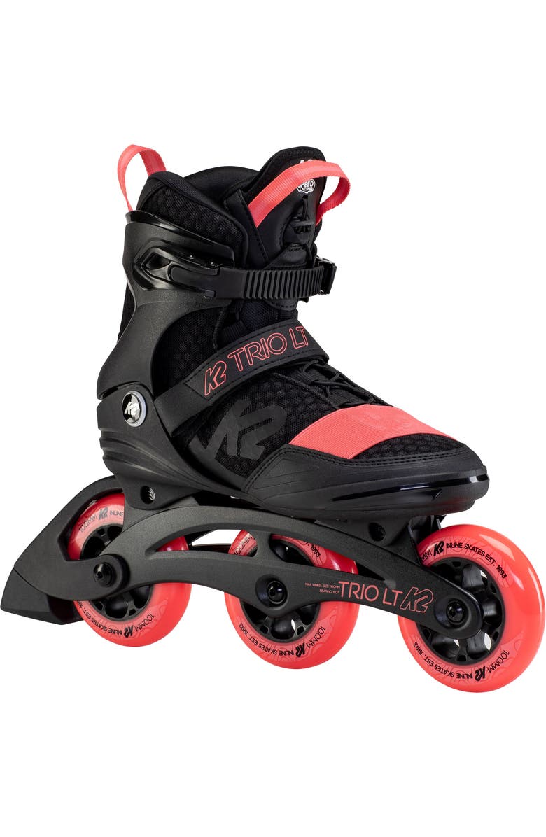 K2 Trio LT 100 Womens Inline Skates, Main, color, Black/Coral