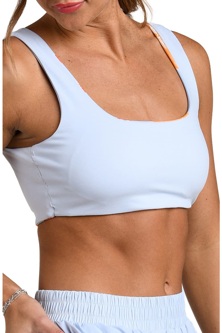 Outline Floral Scoop Neck Reversible Sports Bra, Alternate, color, DRIFT