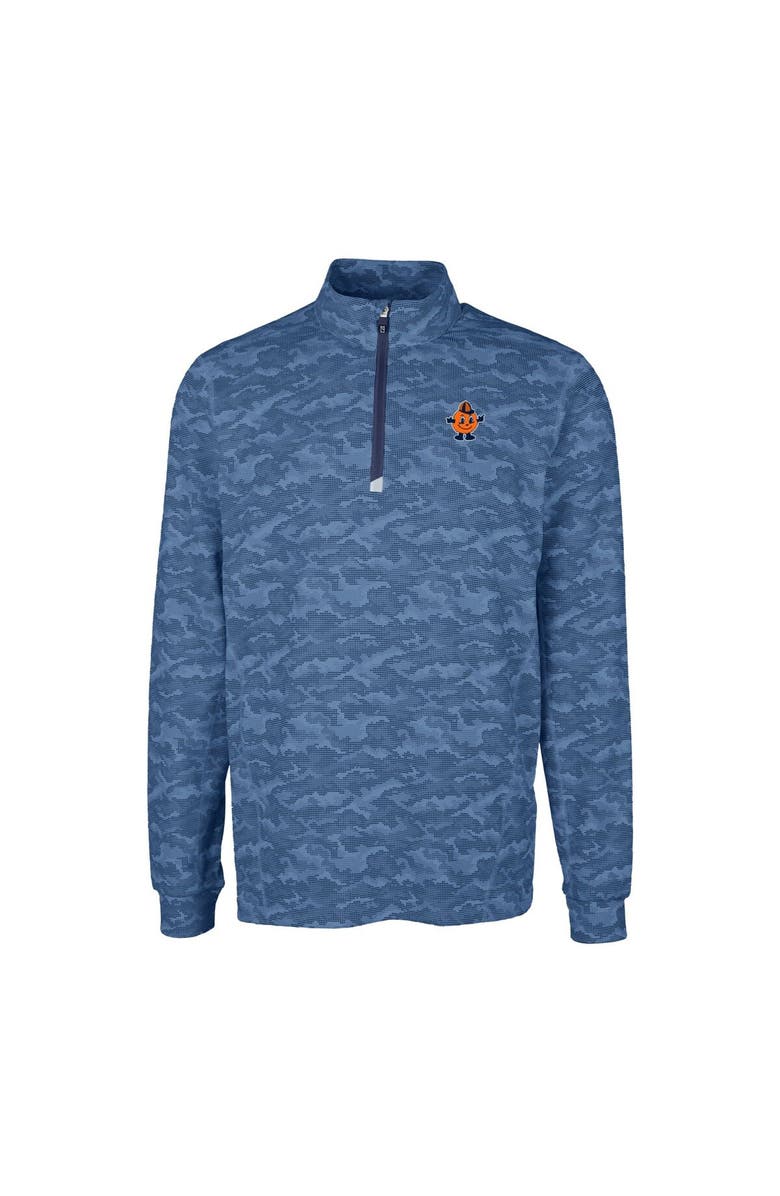 Cutter & Buck Men's Cutter & Buck Navy Syracuse Orange Big & Tall Traverse Camo Print Stretch Quarter-Zip DryTec Top, Alternate, color, 