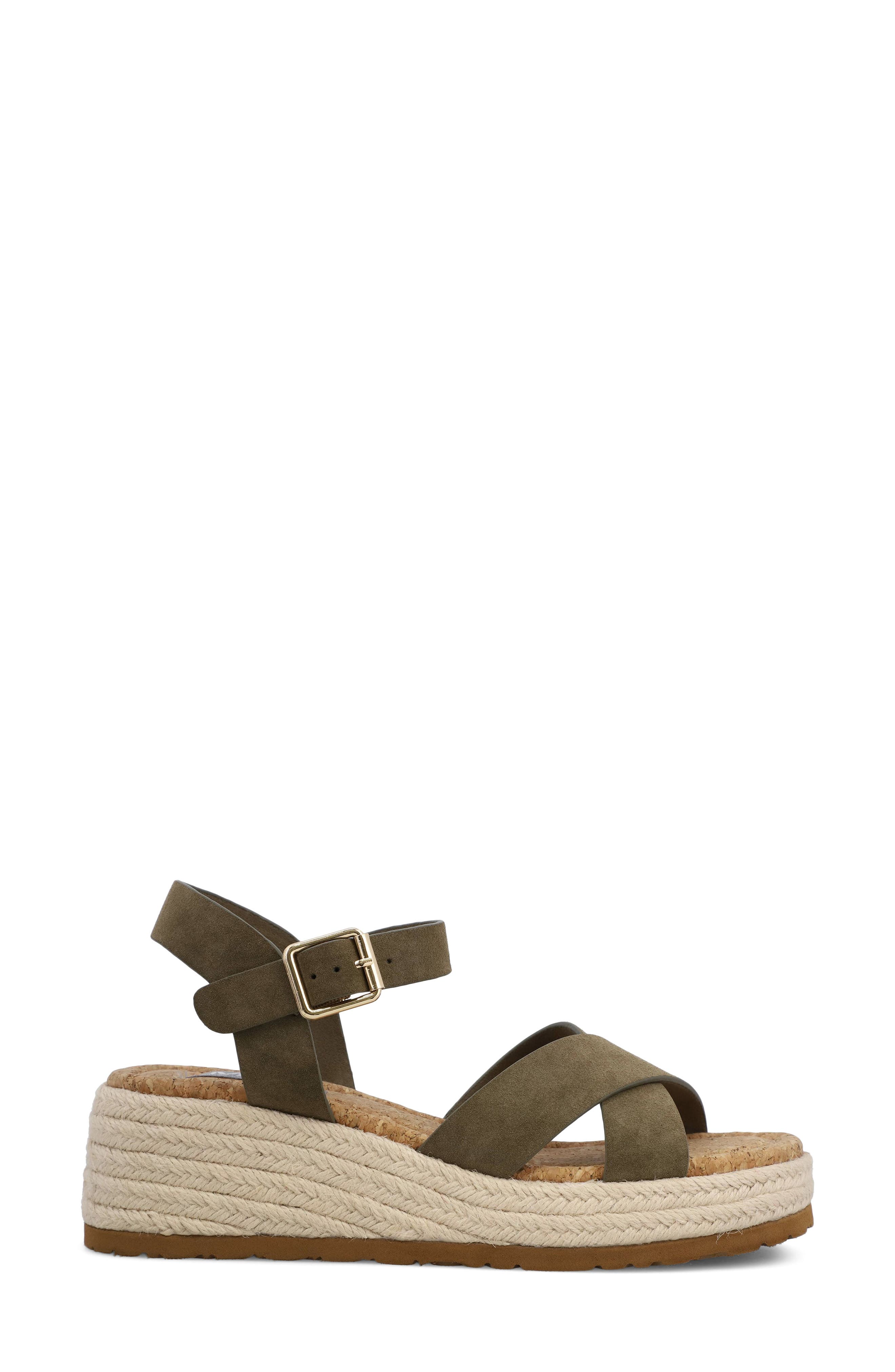 Nikky Ankle Strap Platform Wedge Sandal, Alternate, color, KHAKI BURN