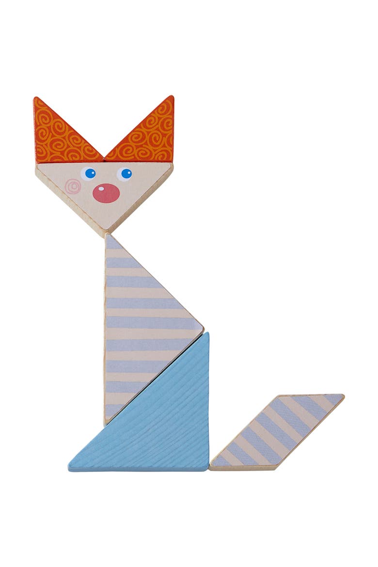 Funny Faces Tangram Wooden Pattern Blocks with 20 Template Cards, Alternate, color, Multi