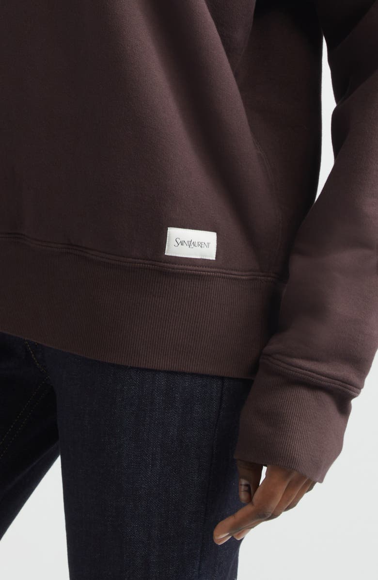 Saint Laurent Logo Cotton Crewneck Sweatshirt, Alternate, color, Taupe Glace