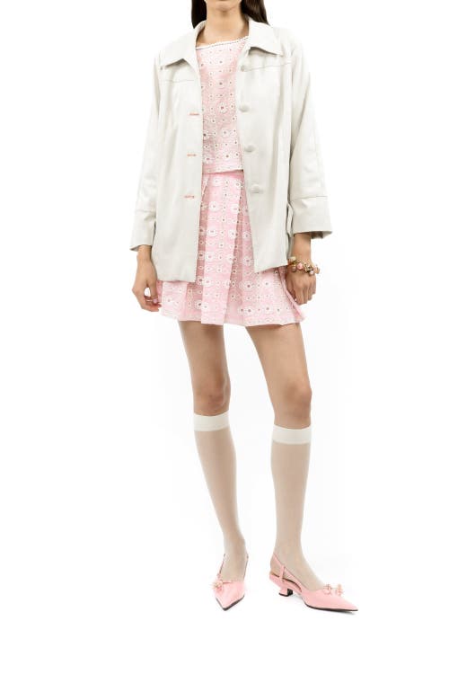 Anna Sui Faux Suede Coat In Cream