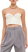 Grey Lab Strapless Faux Leather Bustier Crop Top