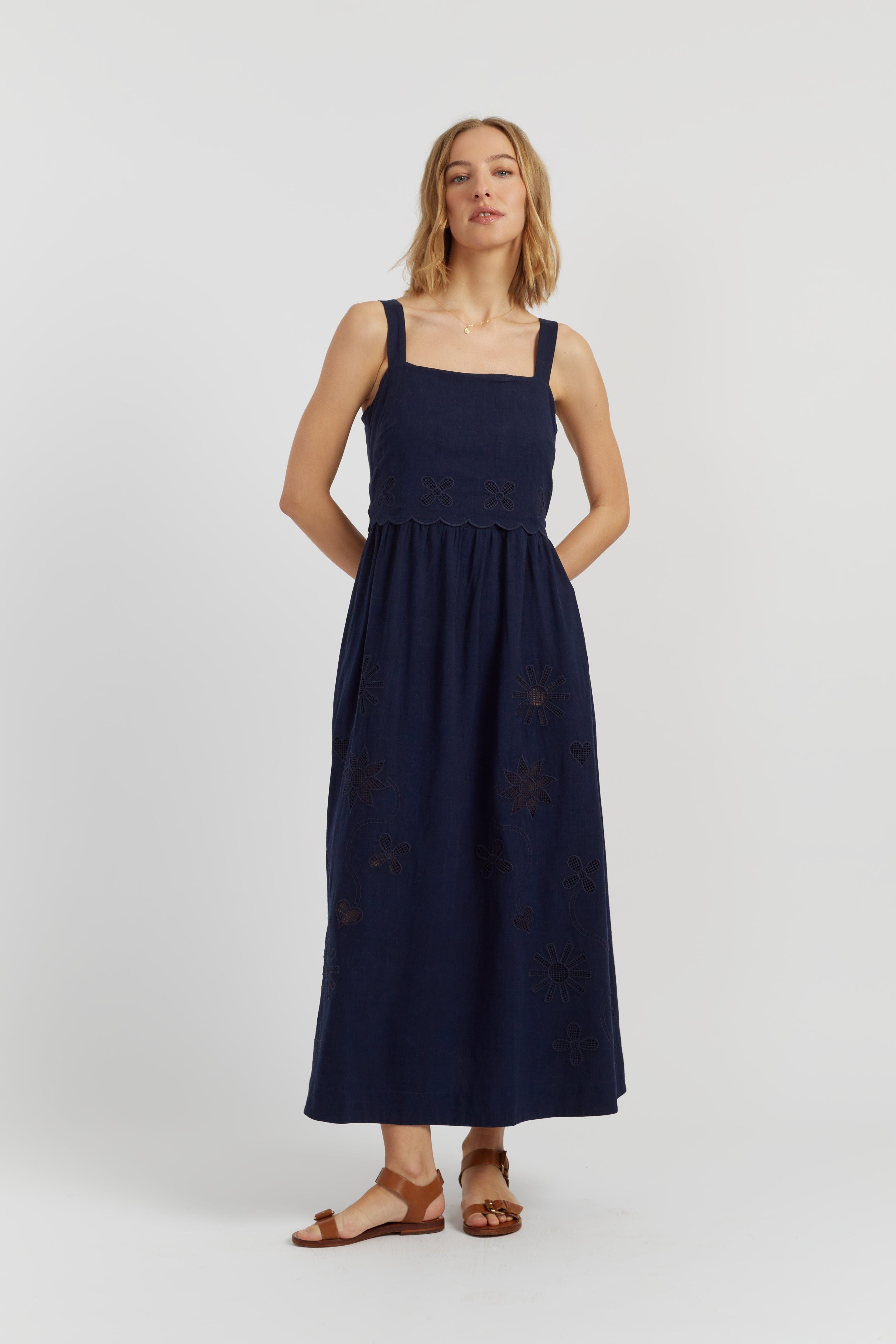 Sienna Linen-Blend Broderie Summer Dress - image 3