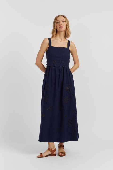 Sienna Linen-Blend Broderie Summer Dress