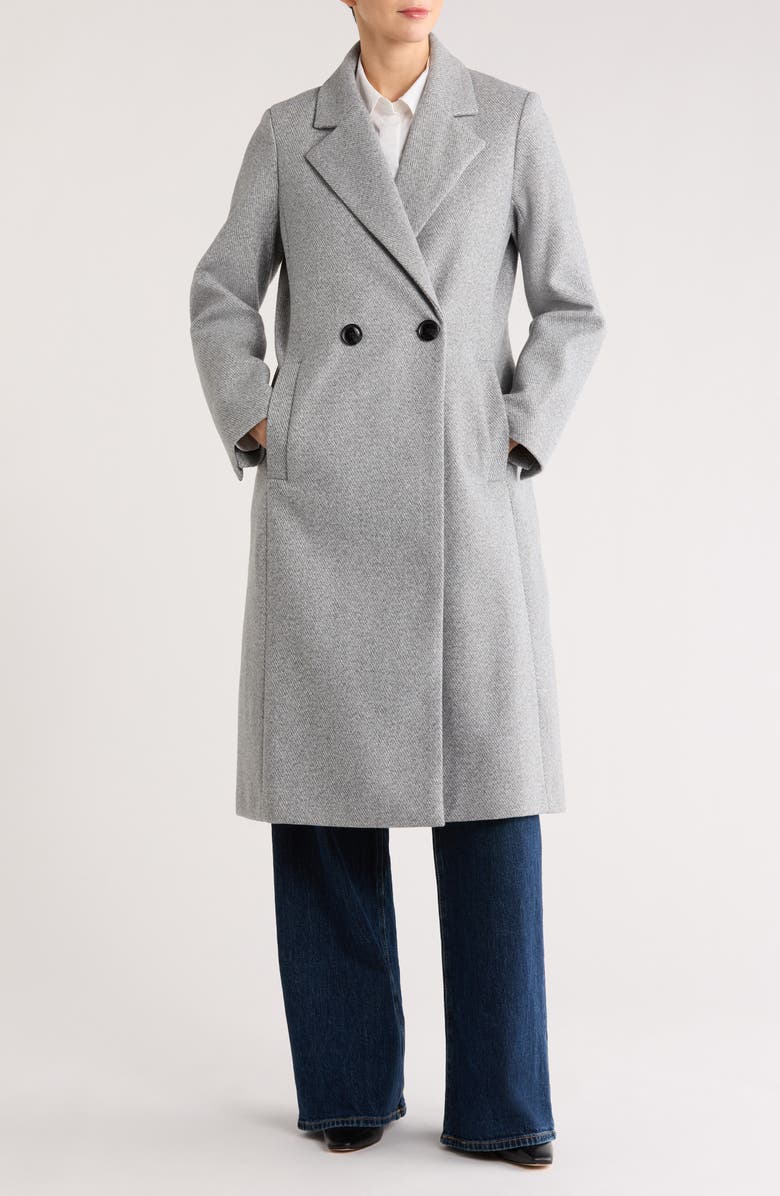 Sam Edelman Plaid Double Breasted Coat, Main, color, Grey Twill