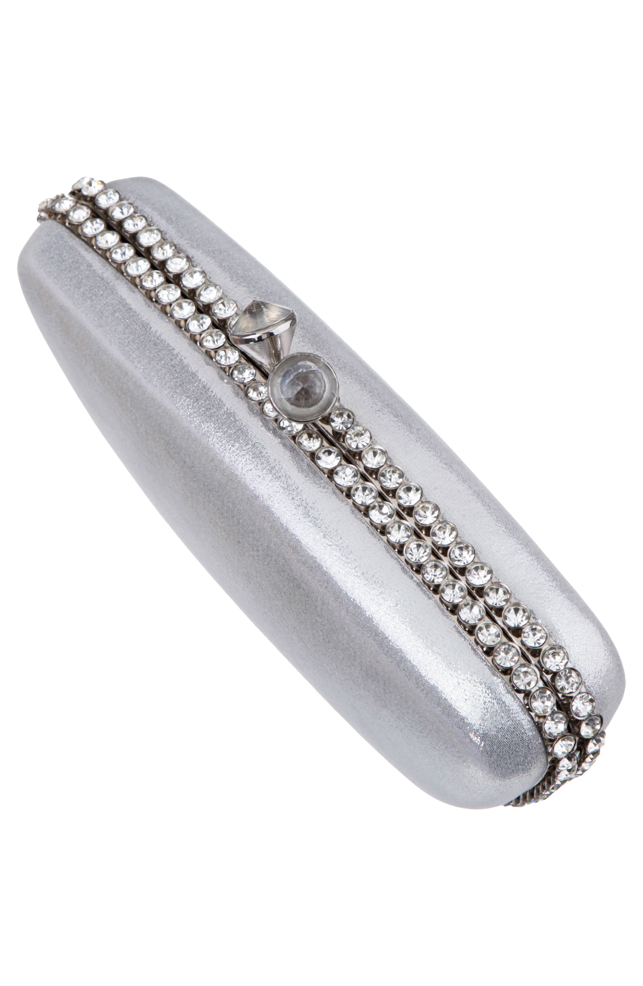 Nina Goddess Frame Clutch, Alternate, color, Silver
