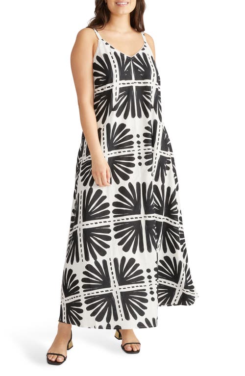 Shop Universal Standard Kite Linen Blend Maxi Dress In Ink Bloom Print