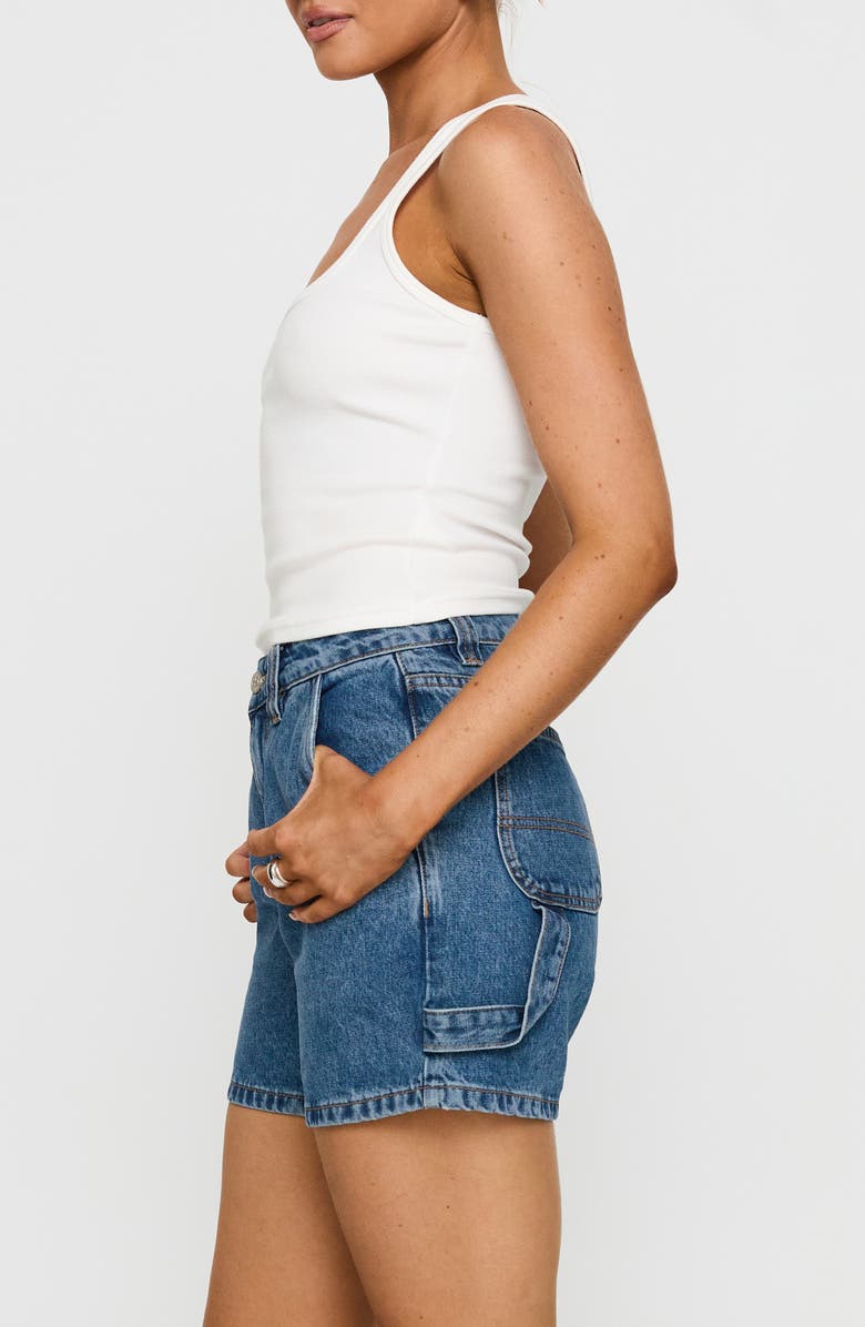 Princess Polly Lou Denim Carpenter Shorts, Alternate, color, Mid Wash