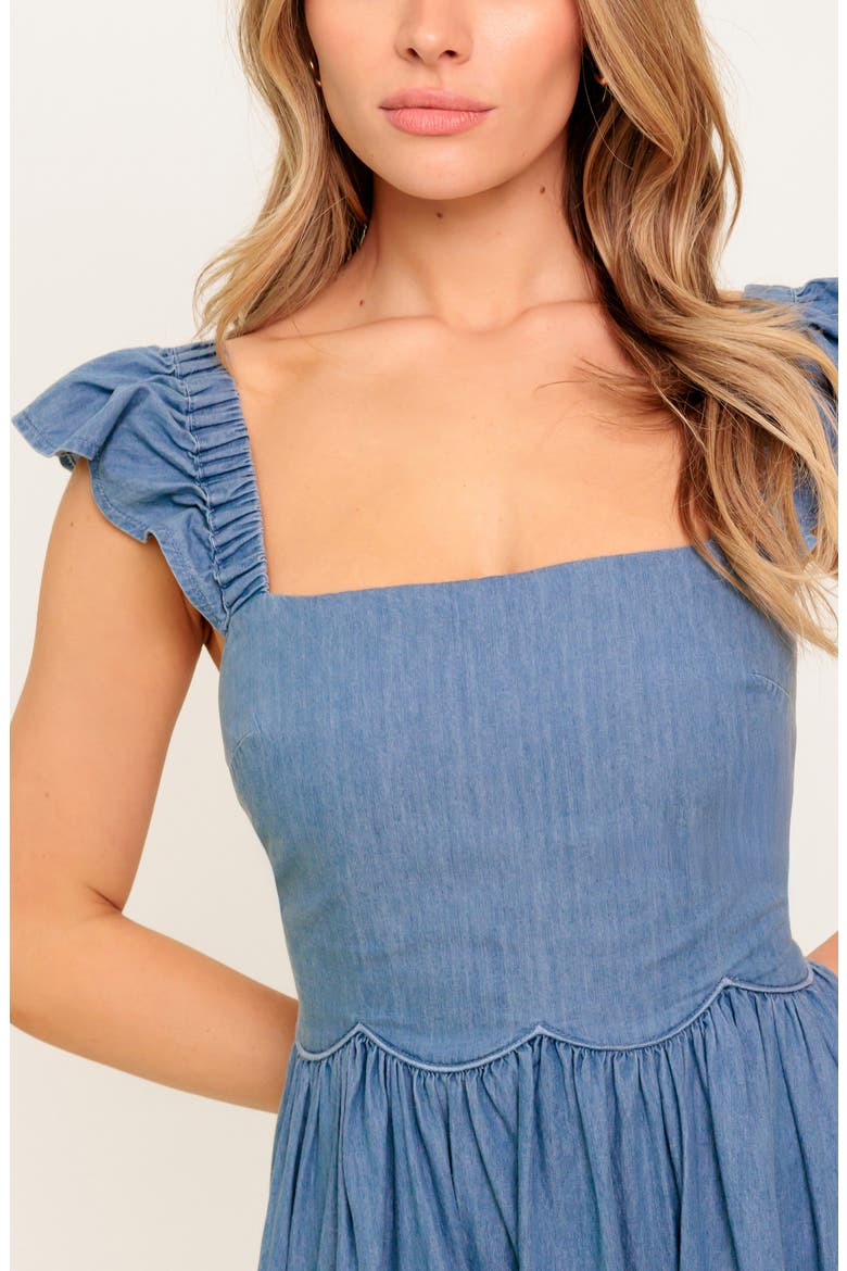 Cap Sleeve Chambray Midi Dress, Alternate, color, INDIGO