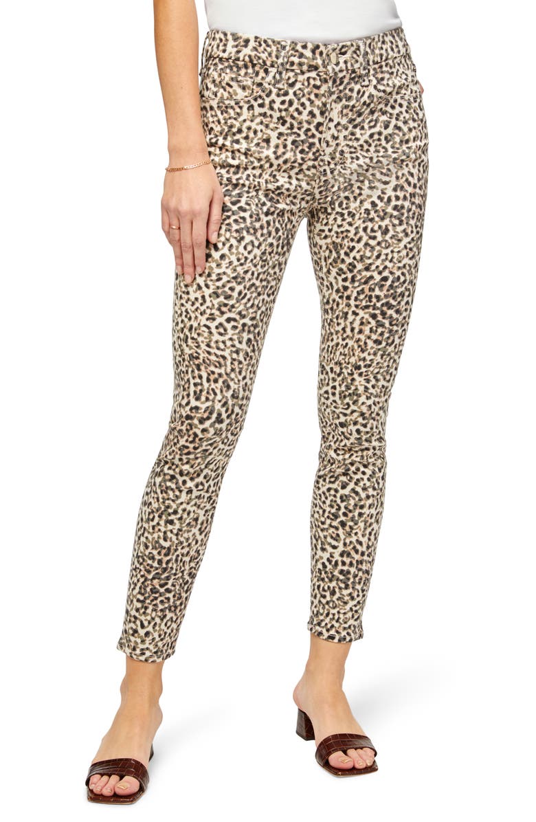 JEN7 by 7 For All Mankind Leopard Print Ankle Skinny Jeans, Main, color, 