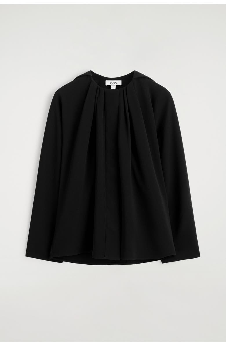 COS Voluminous Pleated Blouse, Alternate, color, Black