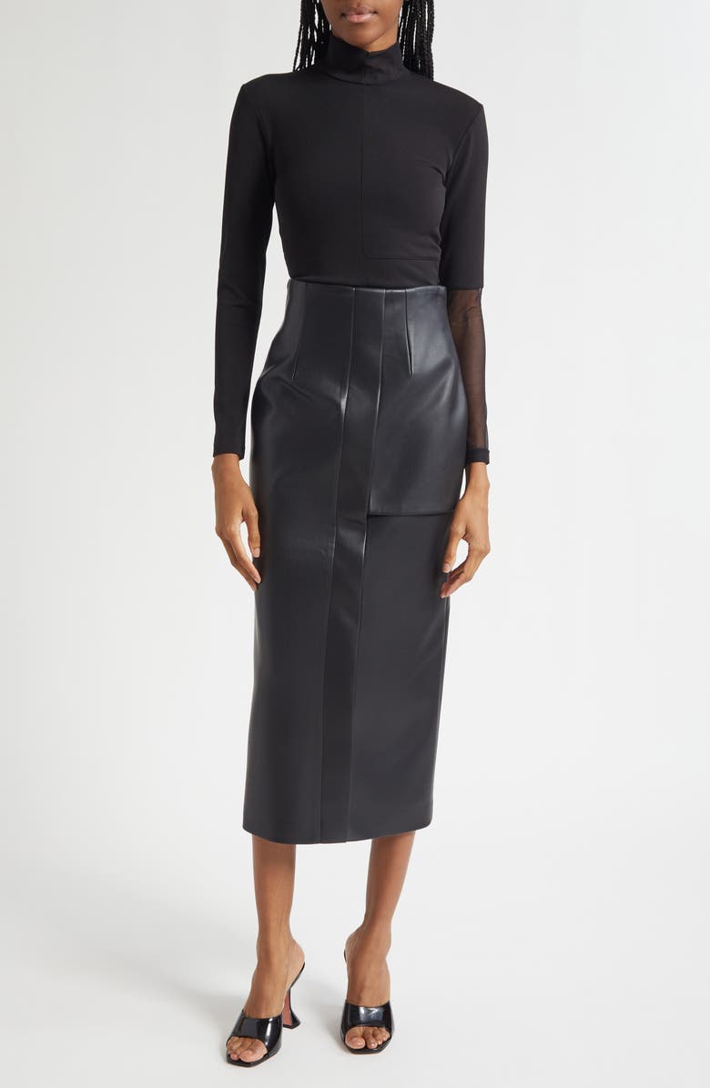 ISRAELLA KOBLA Suraya Leather Midi Skirt, Alternate, color, Black