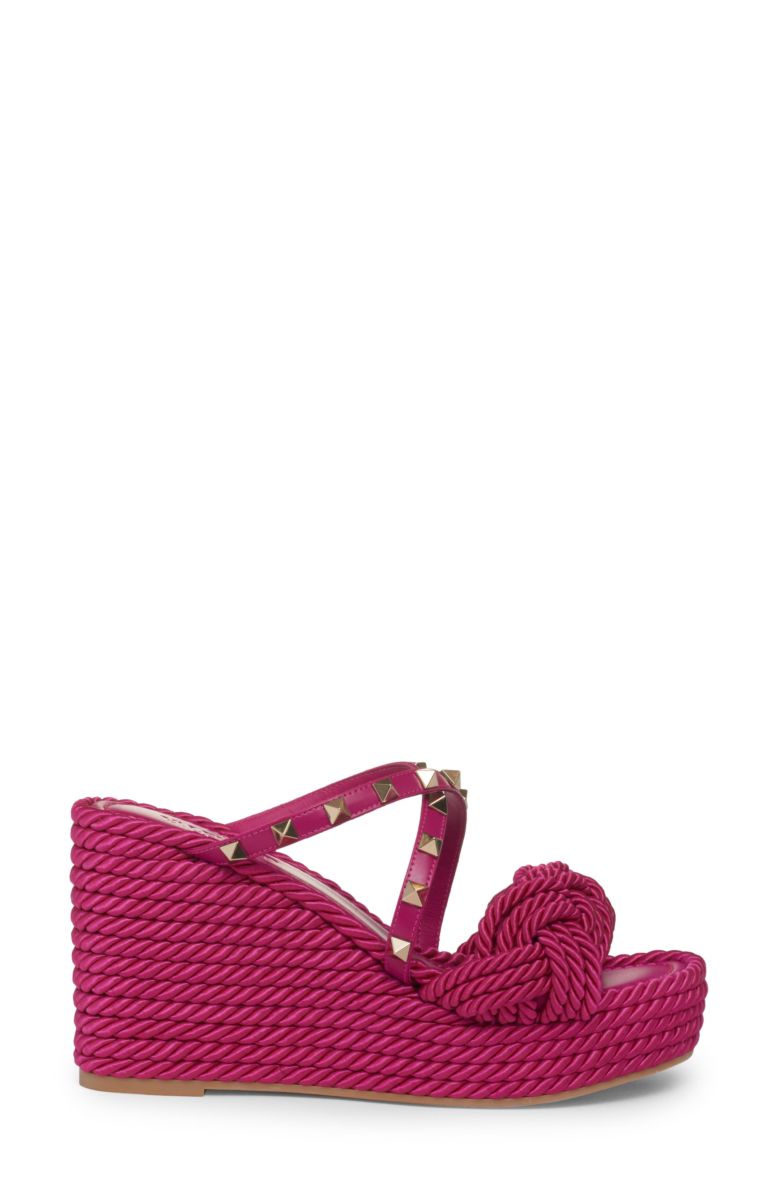 Rockstud Torchon Espadrille Wedge Sandal, Alternate, color, ROSE VIOLET