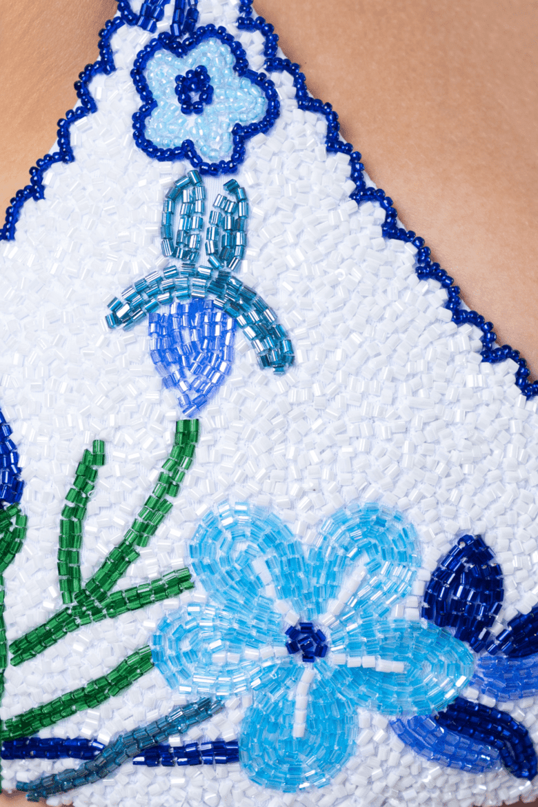 Euro Summer Hand Beaded Bikini Top, Alternate, color, White/Blue
