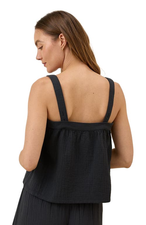 Pact Organic Cotton Double Gauze Square Neck Cami In Black