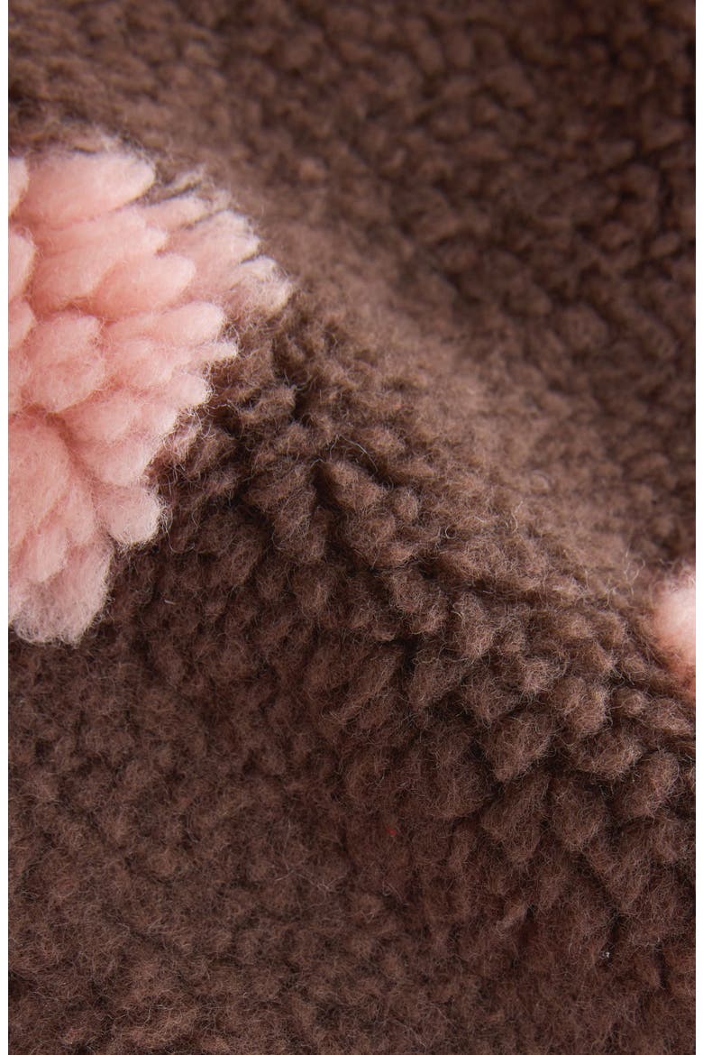 Polka Dot Borg Fleece Hooded Jacket, Alternate, color, BROWN