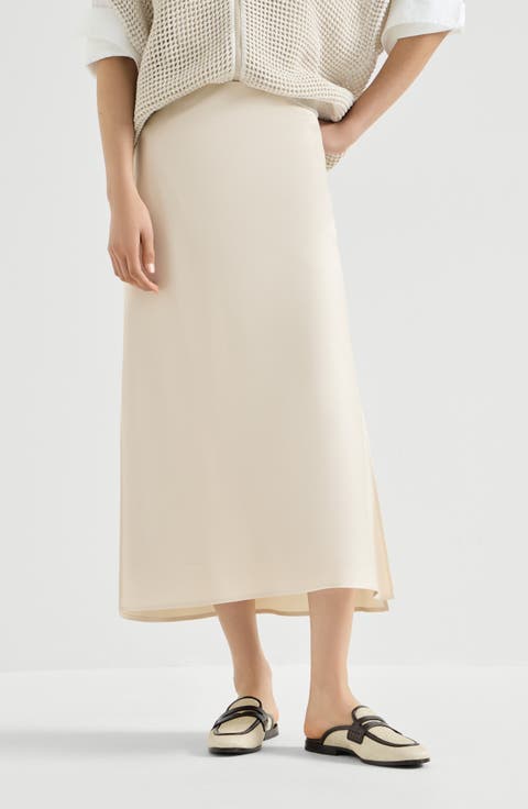 Satin cady fluid pencil skirt