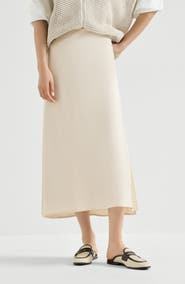 Brunello Cucinelli Satin cady fluid pencil skirt