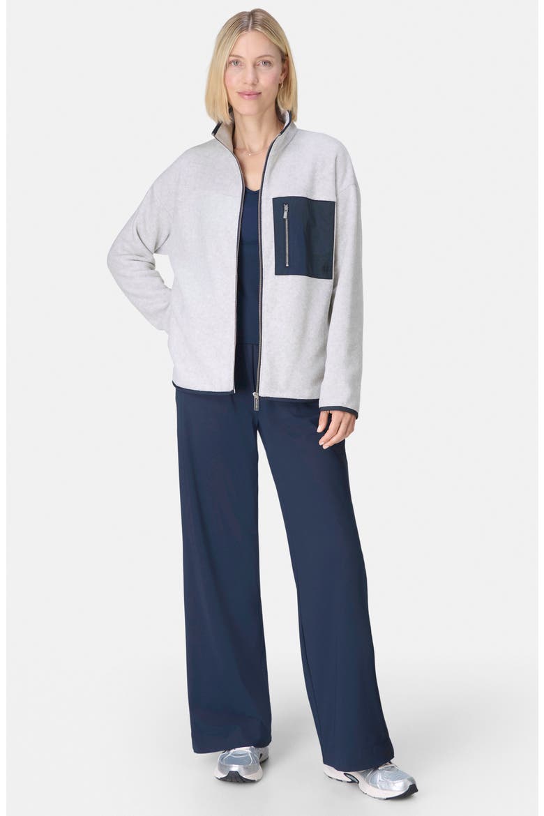 Mallow Zip Fleece Jacket, Alternate, color, MOTTLEDGREY NAVYBLUE