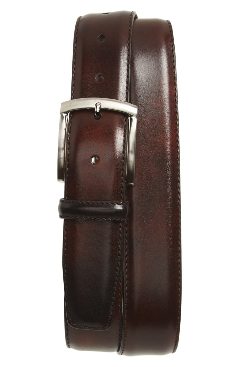 Magnanni Tanner Leather Belt, Main, color, 