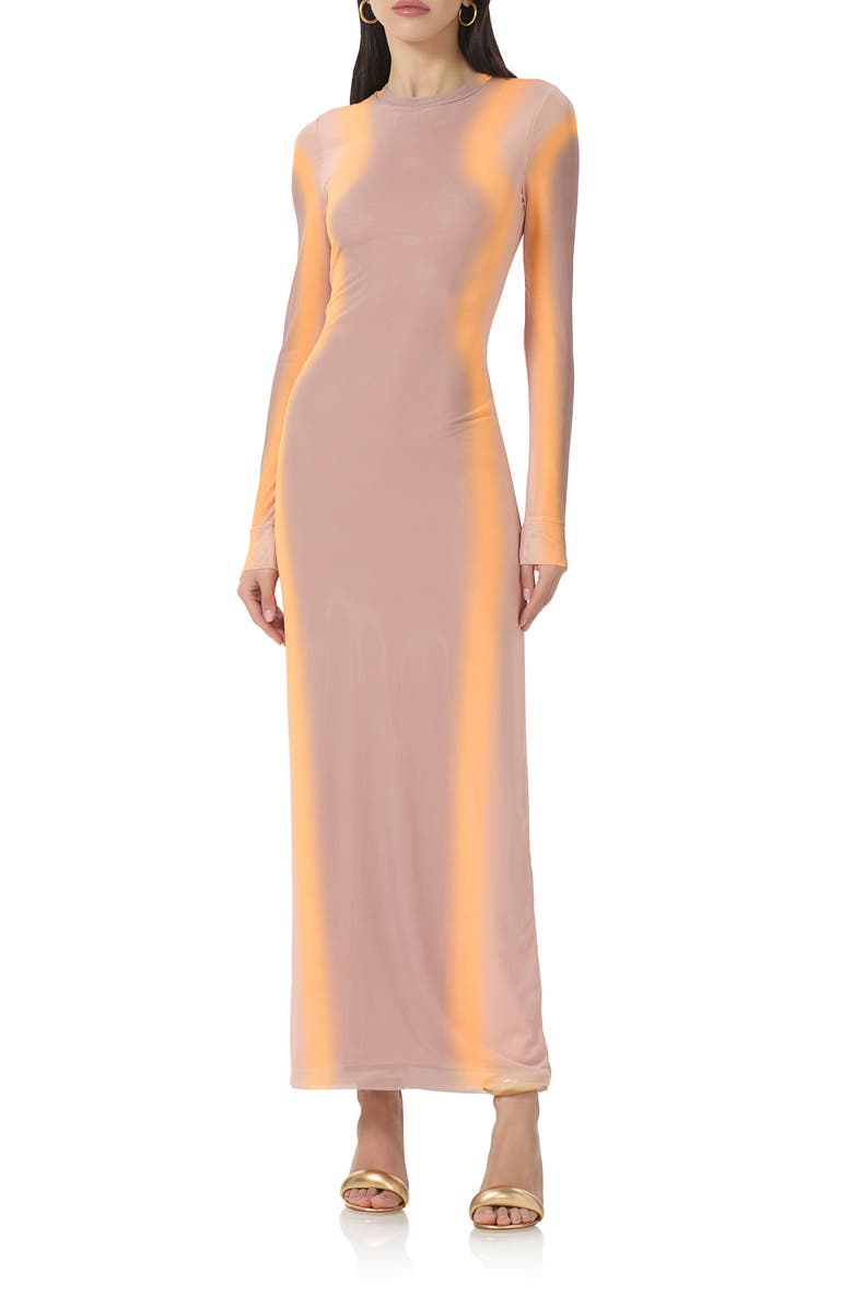 AFRM Didi Long Sleeve Mesh Maxi Dress, Main, color, 